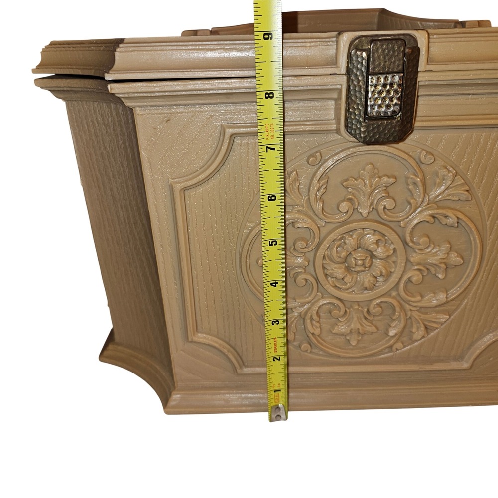 Vintage MCM 1970s Mary Klein Inc Sewing Box Medallion Beige Storage SC-2015 - Picture 13 of 14